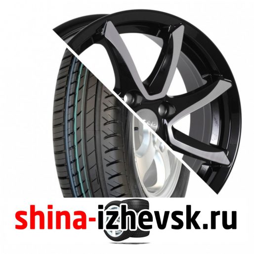 Колесо в сборе Viatti Strada (V-130) 185/60 R15 H 84 + СКАД Осака 6xR15 4×98 ET38 DIA58.6 Глянцевый черный с полированной лицевой частью в Ижевске
